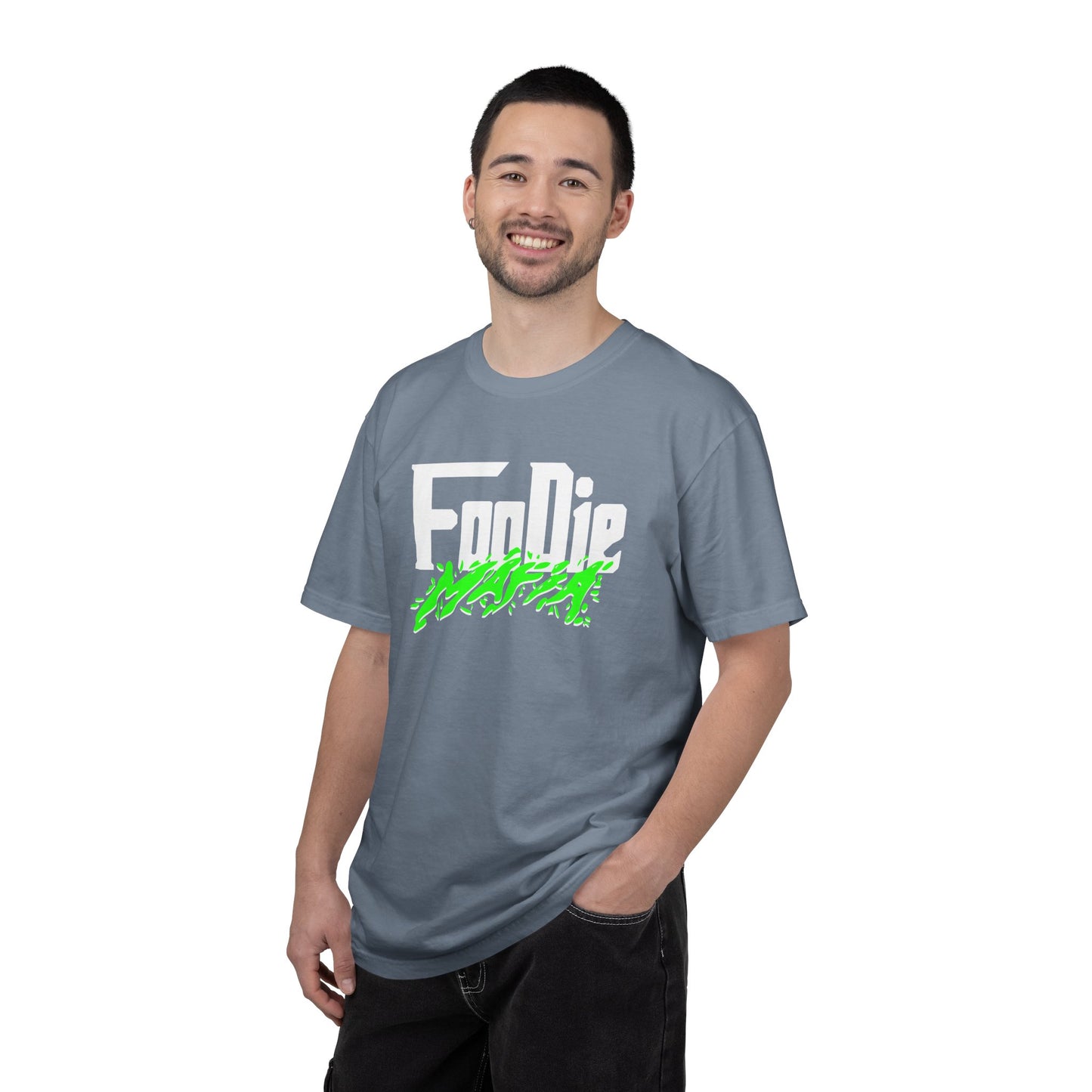L.O.E.F White Foodie Mafia Unisex Tee Shirt (Neon Green)