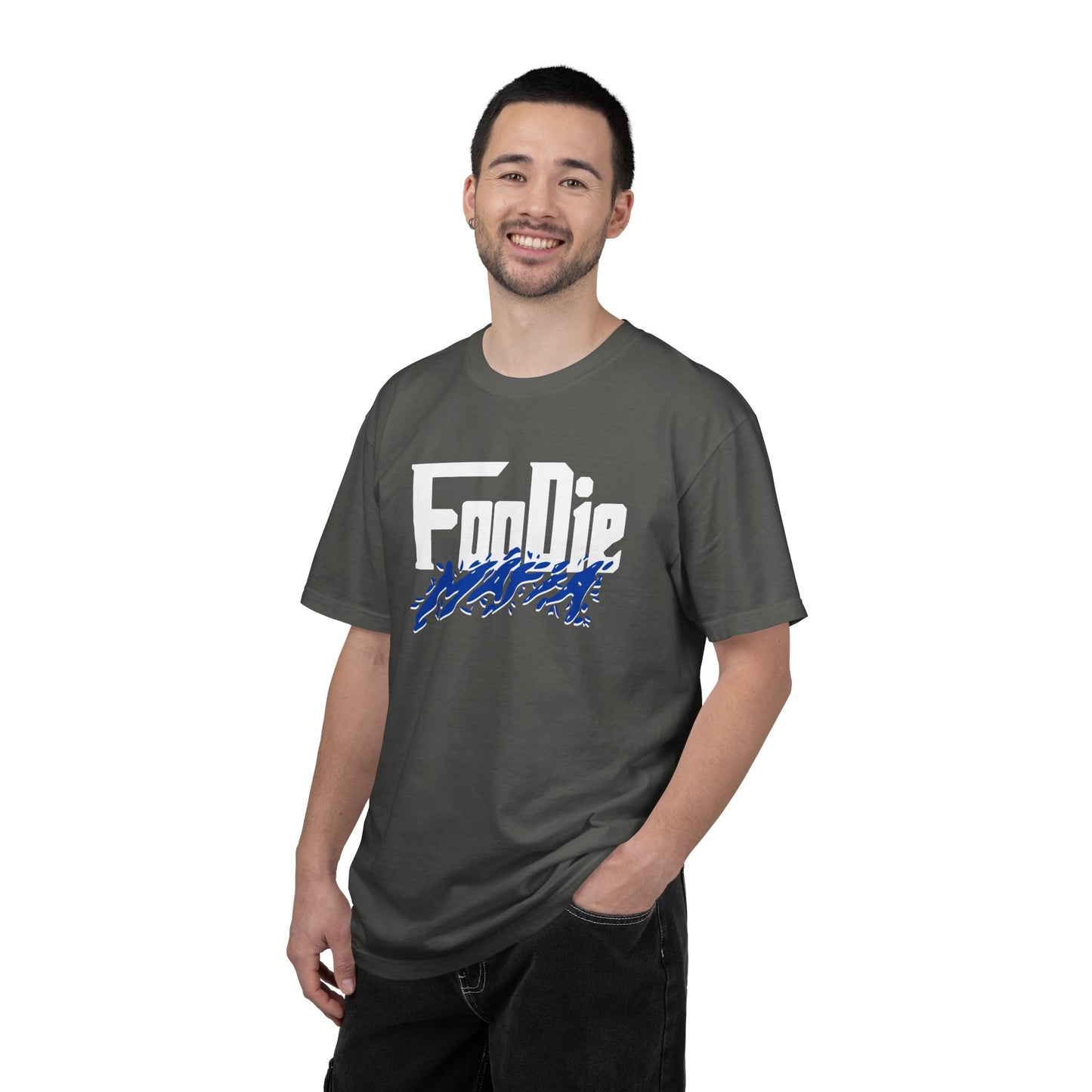 L.O.E.F White Foodie Mafia Unisex Tee Shirt (Cobalt Blue)