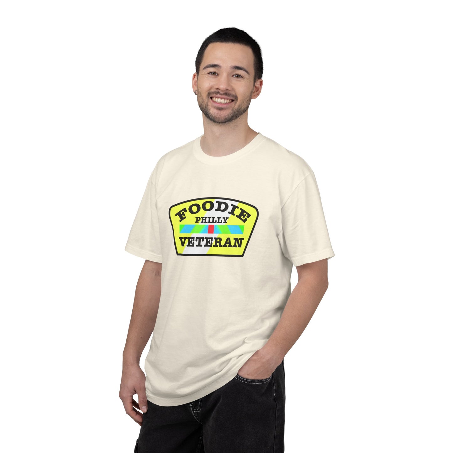 L.O.E.F Foodie Veteran PHILLY Unisex Tee Shirt (Yellow and Black)