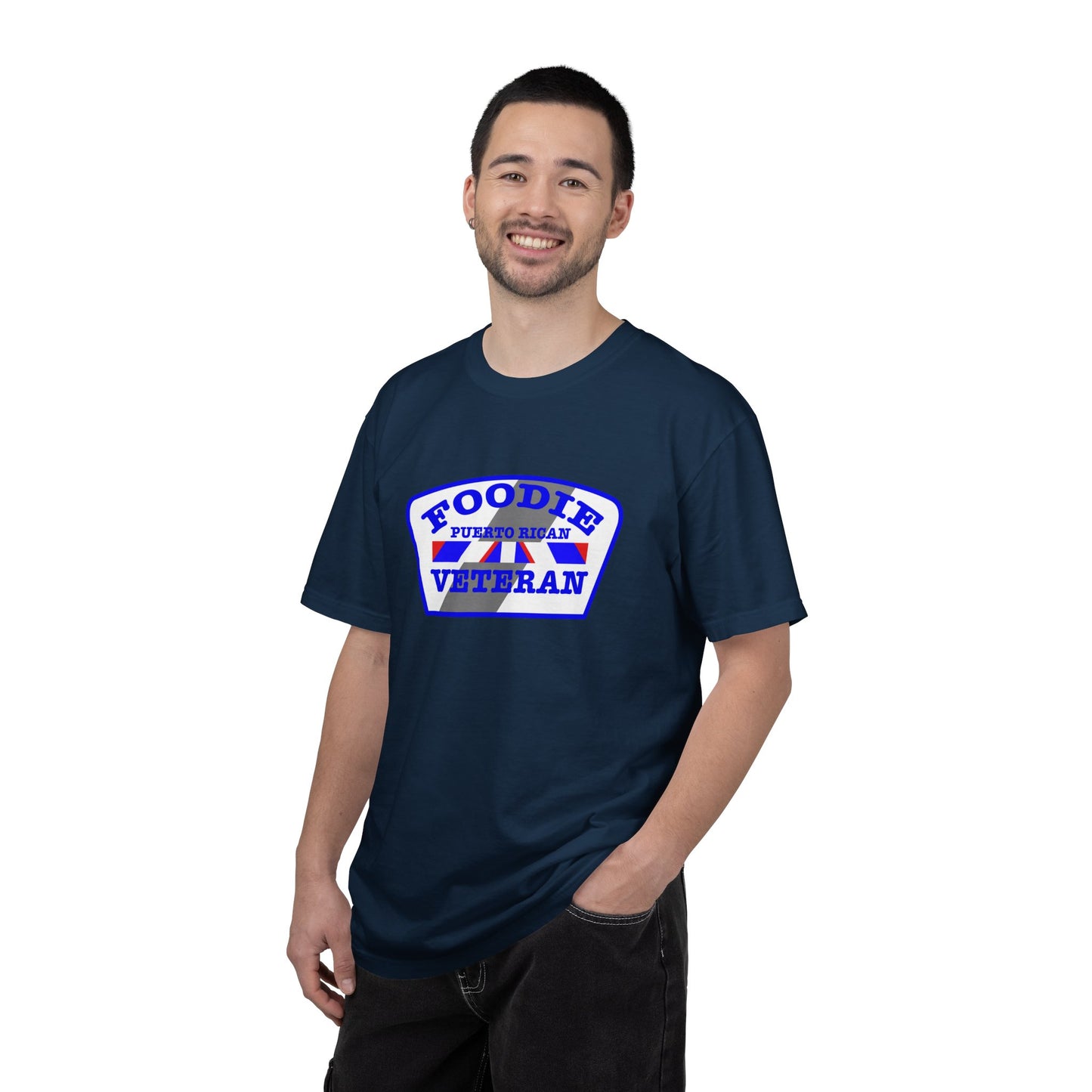 L.O.E.F Foodie Veteran Puerto Rican Unisex Tee Shirt (Blue)