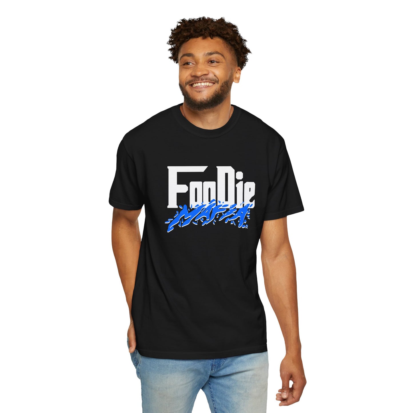 L.O.E.F White Foodie Mafia Unisex Tee Shirt (Blue)