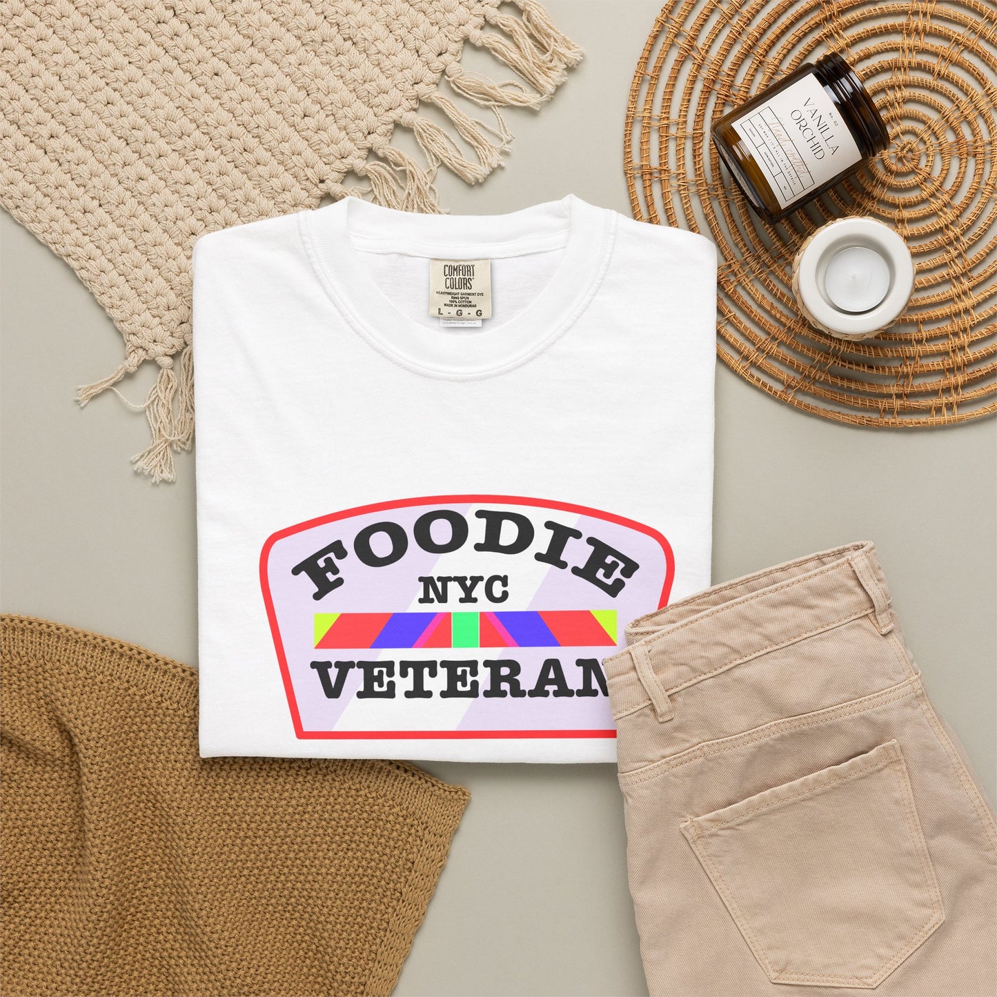 L.O.E.F Foodie Veteran NYC Unisex Tee Shirt (Soft Pink)