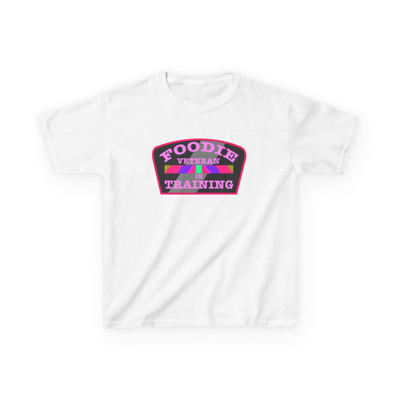 L.O.E.F Foodie Veteran In Training Kids Tee Shirt (Pink)