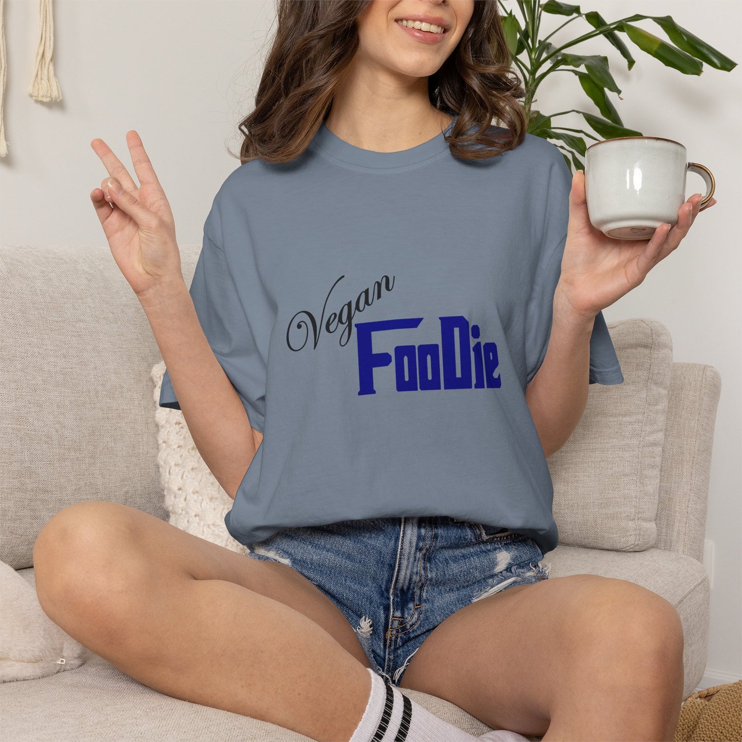 L.O.E.F Unisex Vegan Foodie Tee Shirt (Dark Blue)
