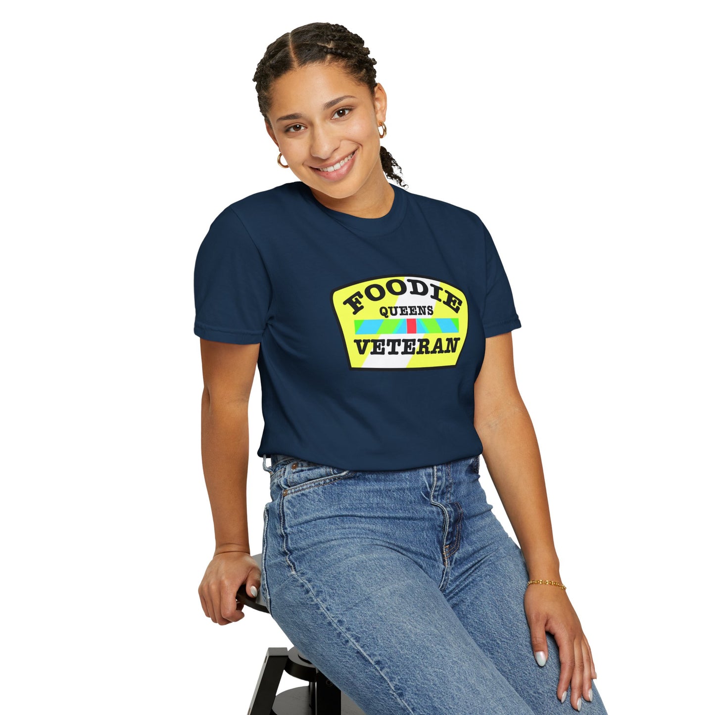 L.O.E.F Foodie Veteran QUEENS Unisex Tee Shirt (Yellow and Black)