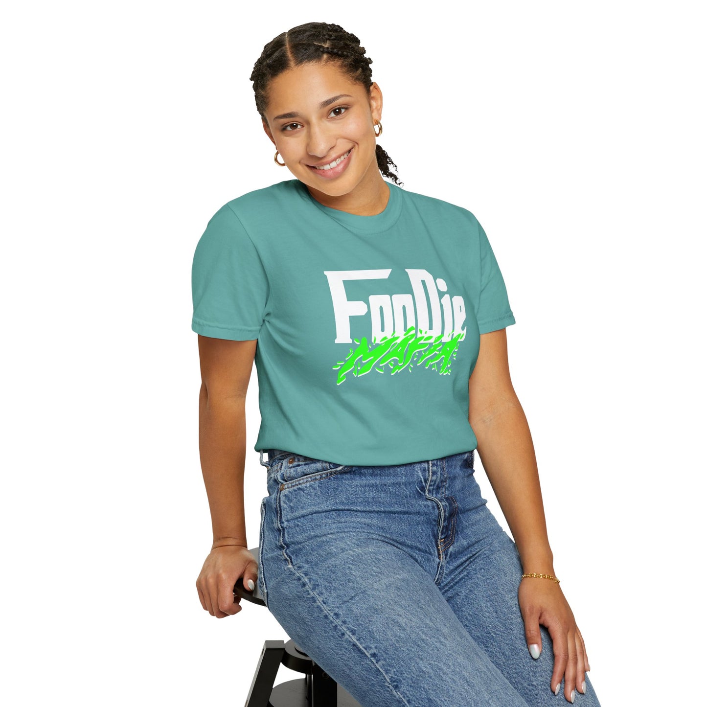 L.O.E.F White Foodie Mafia Unisex Tee Shirt (Neon Green)