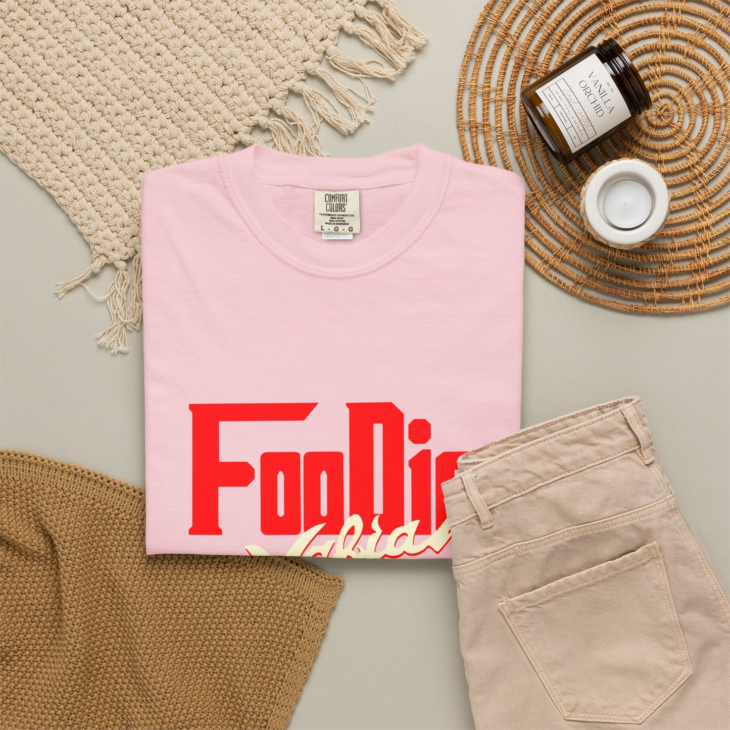L.O.E.F Red Foodie Mafia Unisex Tee Shirt (Cream)
