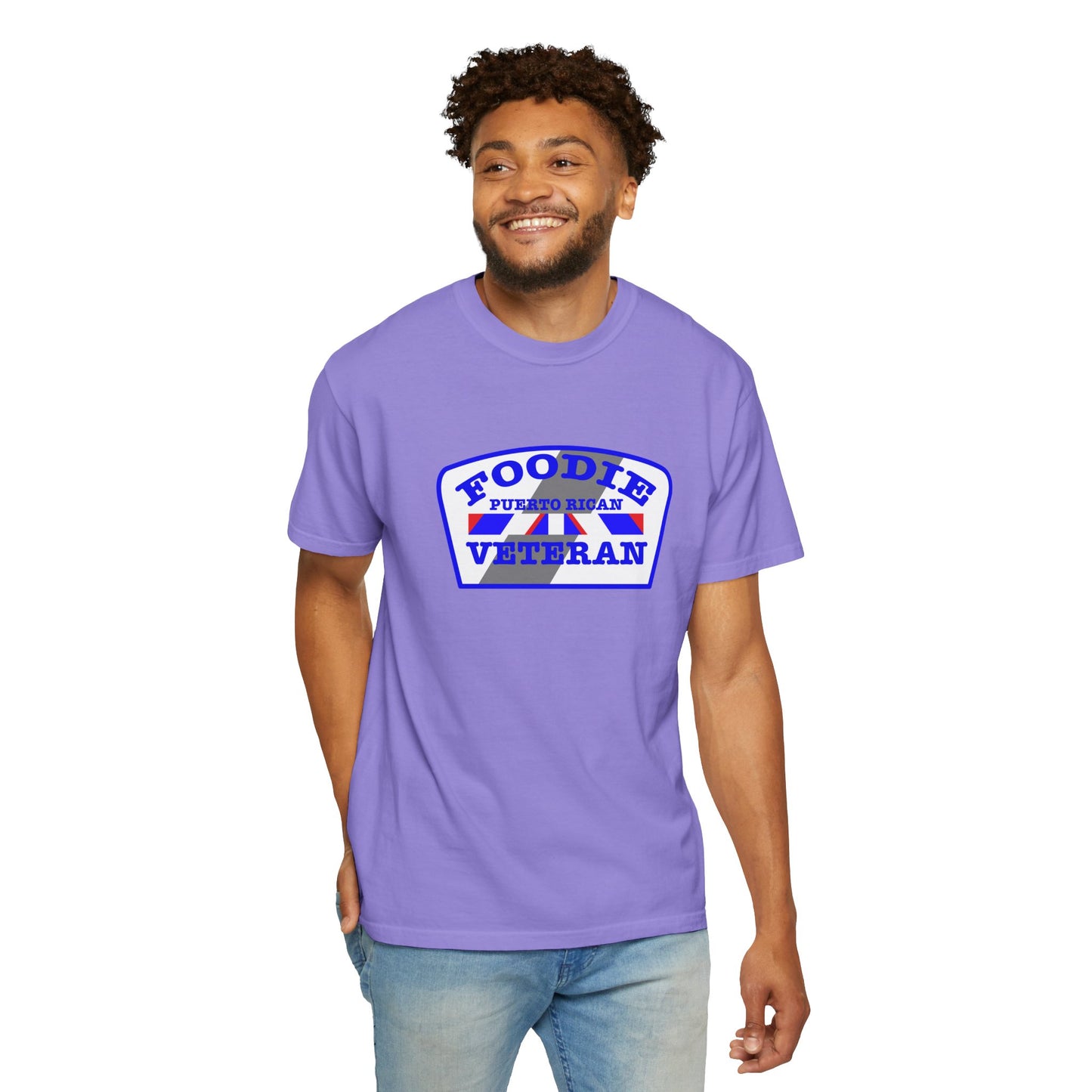L.O.E.F Foodie Veteran Puerto Rican Unisex Tee Shirt (Blue)