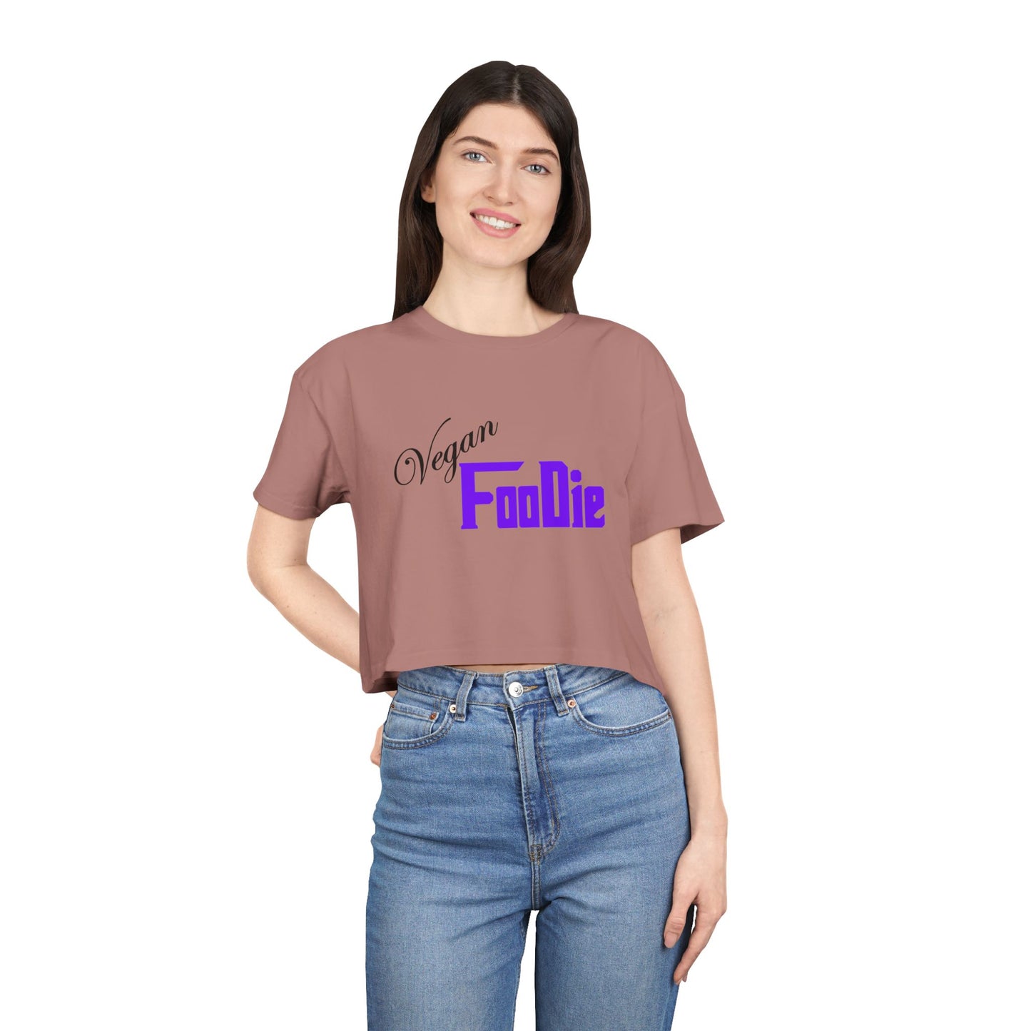 L.O.E.F Women Vegan Foodie Crop Tee (Violet)