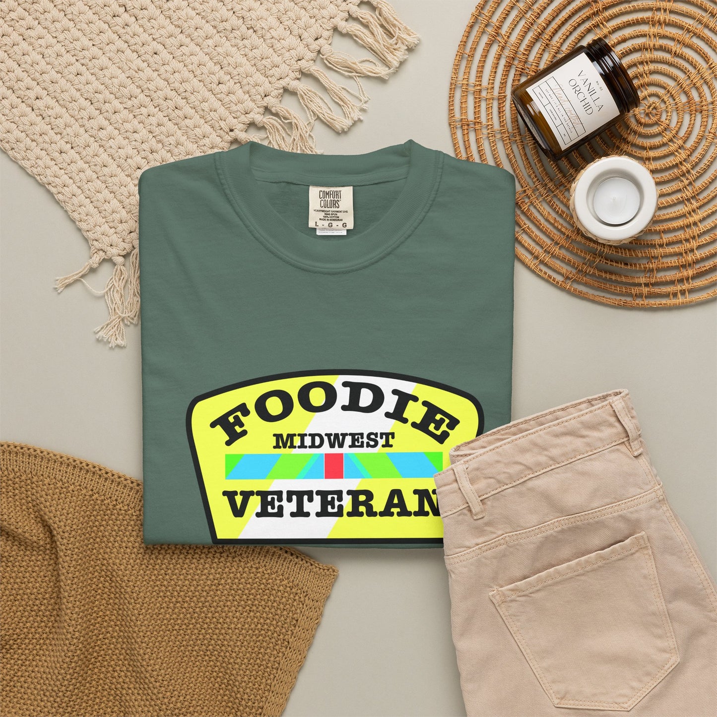 L.O.E.F Foodie Veteran MIDWEST Unisex Tee Shirt (Black and Yellow)