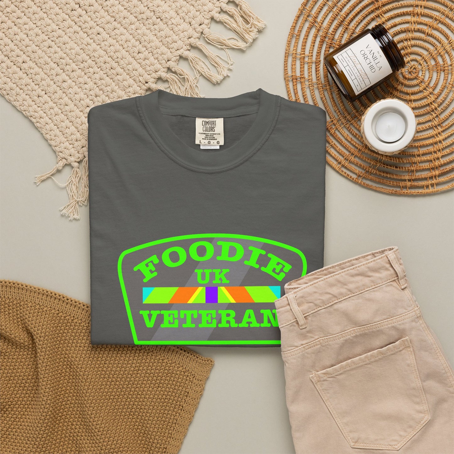 L.O.E.F Foodie Veteran UK Unisex Tee Shirt (Neon Green)
