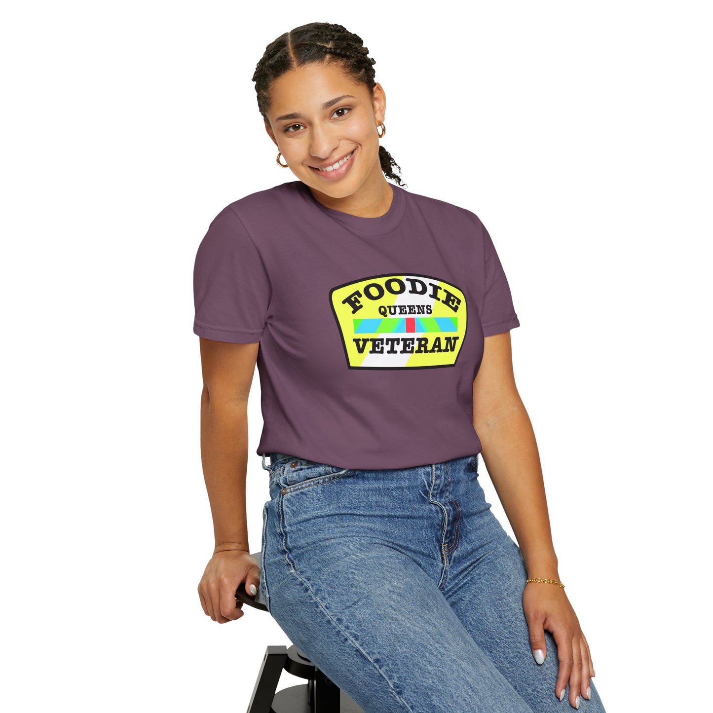 L.O.E.F Foodie Veteran QUEENS Unisex Tee Shirt (Yellow and Black)