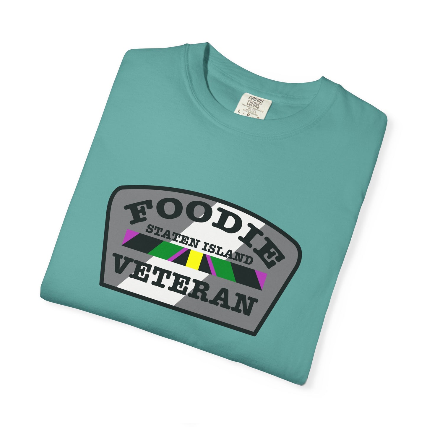 L.O.E.F Foodie Veteran STATEN ISLAND Unisex Tee Shirt (Gray)