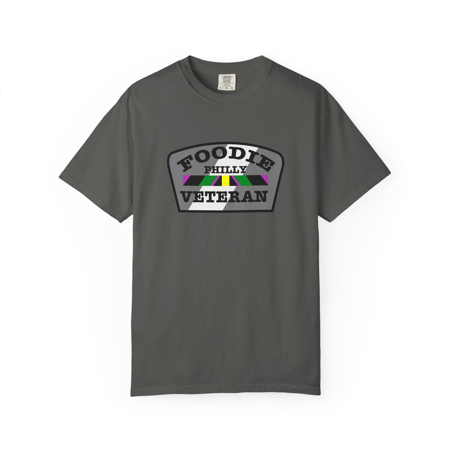 L.O.E.F Foodie Veteran PHILLY Unisex Tee Shirt (Gray)