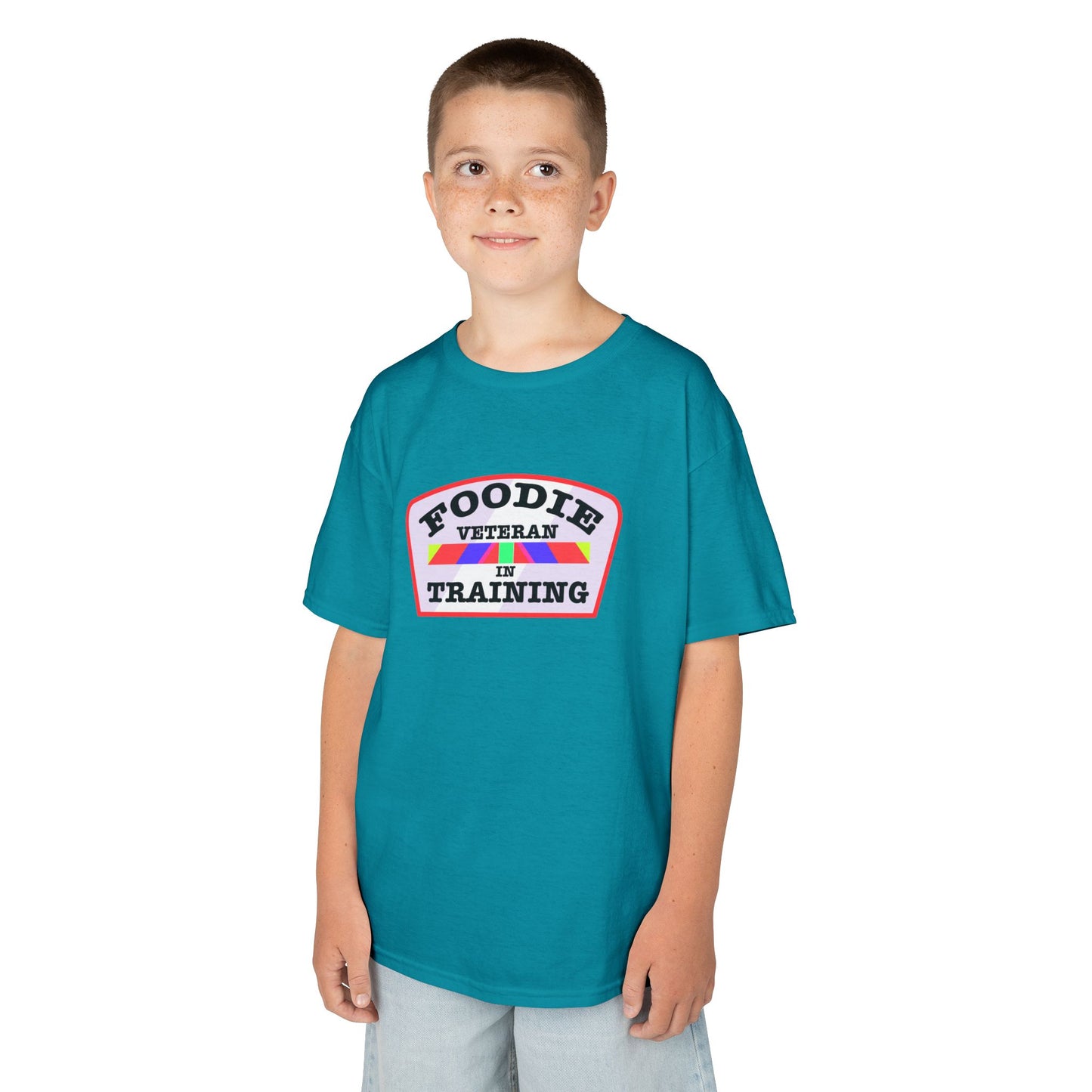 L.O.E.F Foodie Veteran In Training Kids Tee Shirt (Soft Pink)