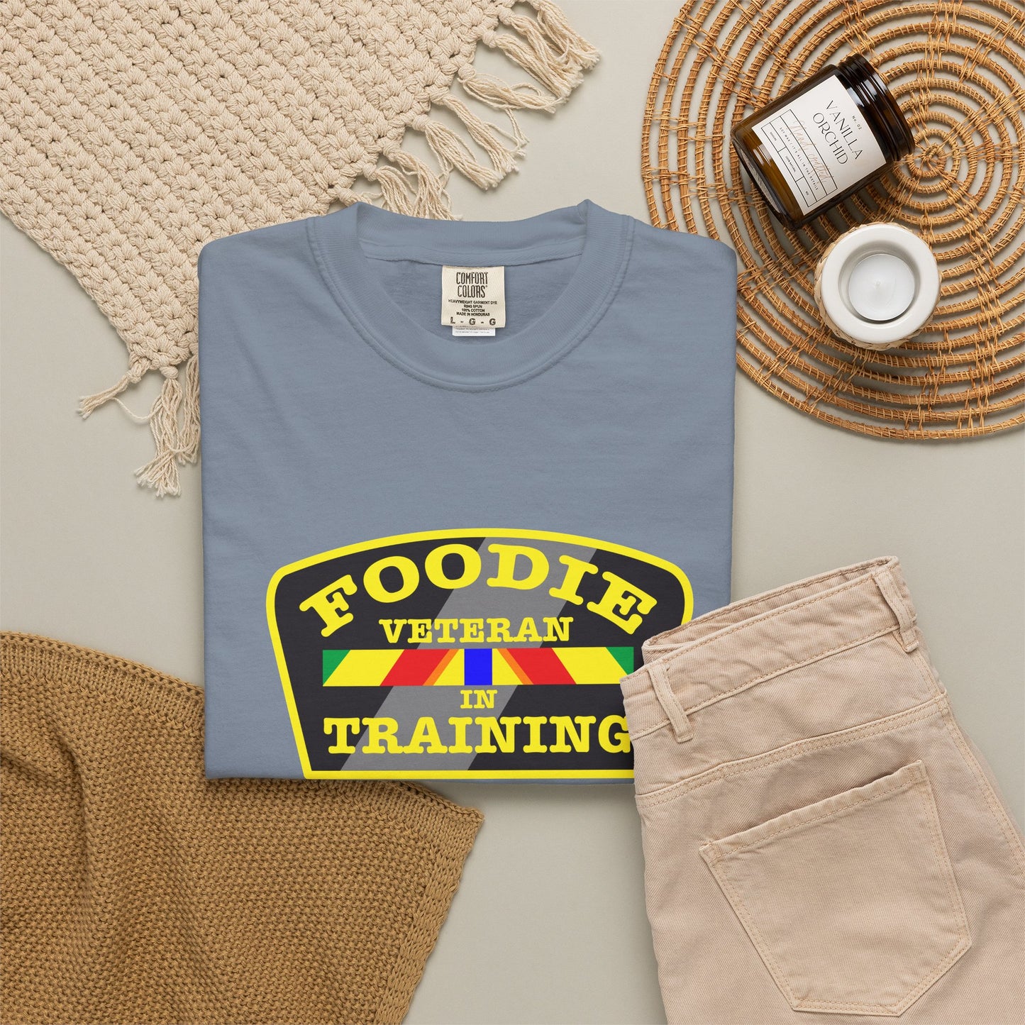 L.O.E.F Foodie Veteran IN TRAINING Unisex Tee Shirt (Yellow)