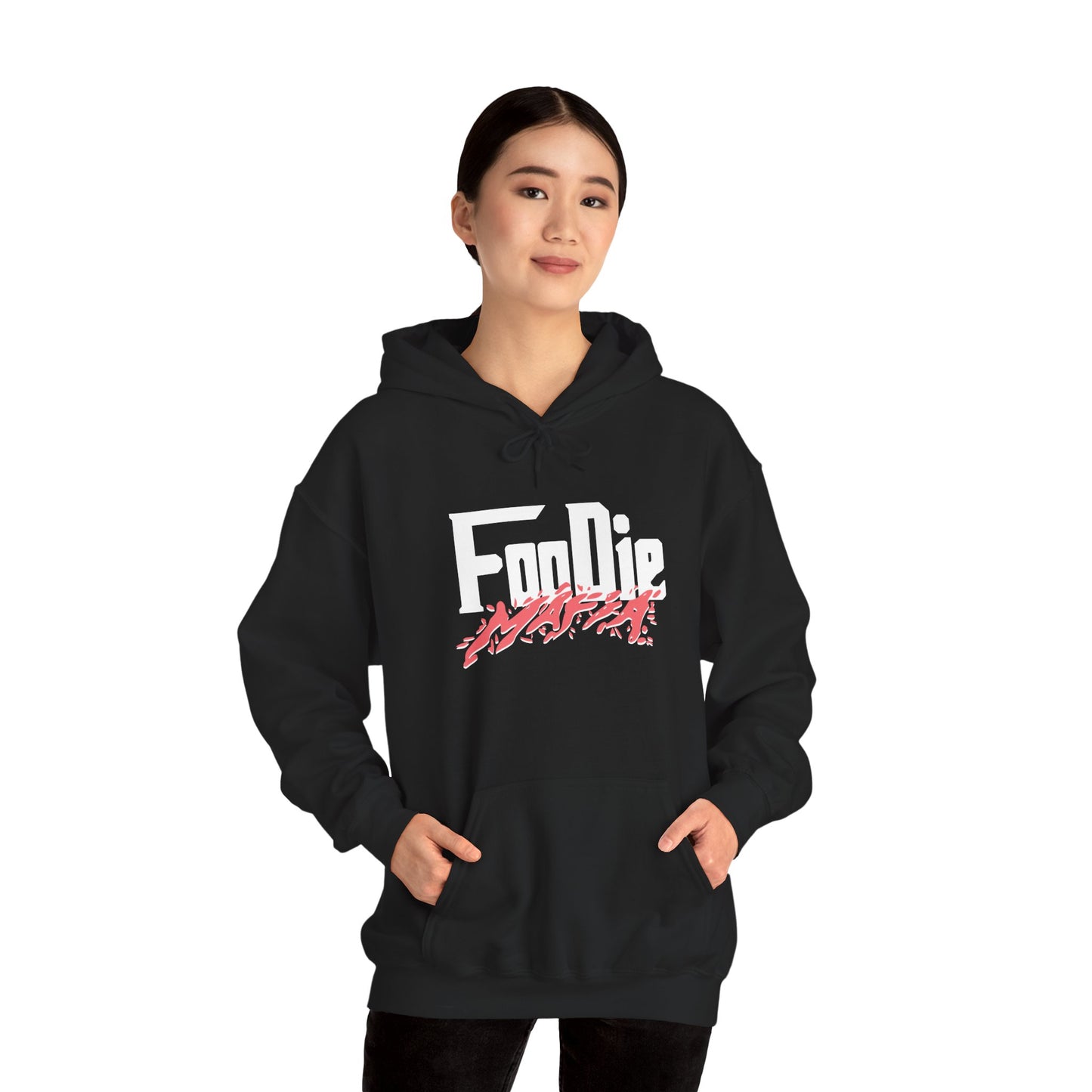 L.O.E.F White Foodie Mafia Unisex Hooded Sweatshirt (Soft Red)