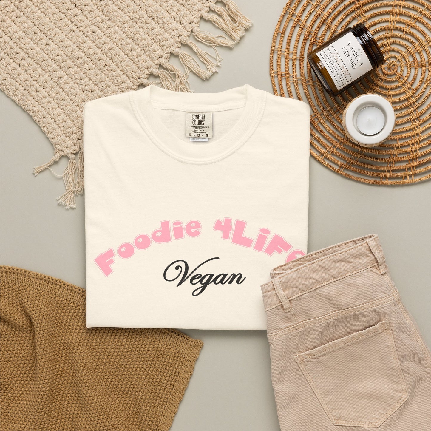 L.O.E.F Foodie 4Life Vegan Unisex Tee Shirt (Soft Pink)