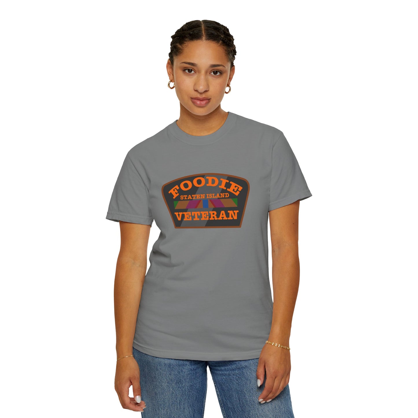 L.O.E.F Foodie Veteran STATEN ISLAND Unisex Tee Shirt (Orange)