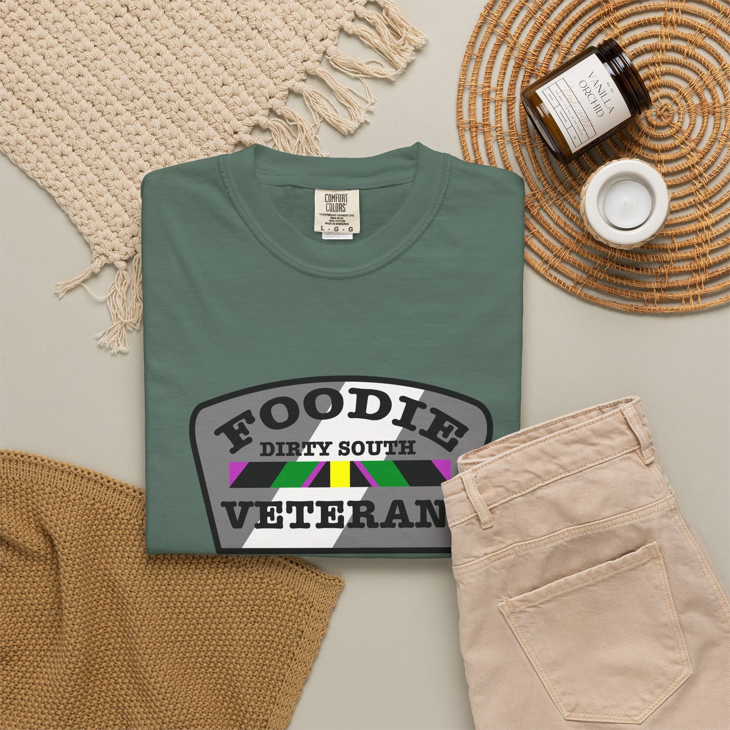 L.O.E.F Foodie Veteran DIRTY SOUTH Unisex Tee Shirt (Gray)