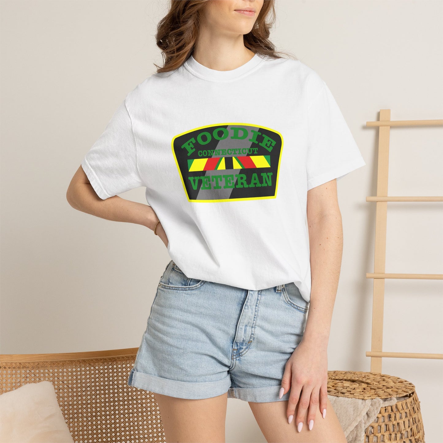 L.O.E.F Foodie Veteran CONNECTICUT Unisex Tee Shirt (Green)