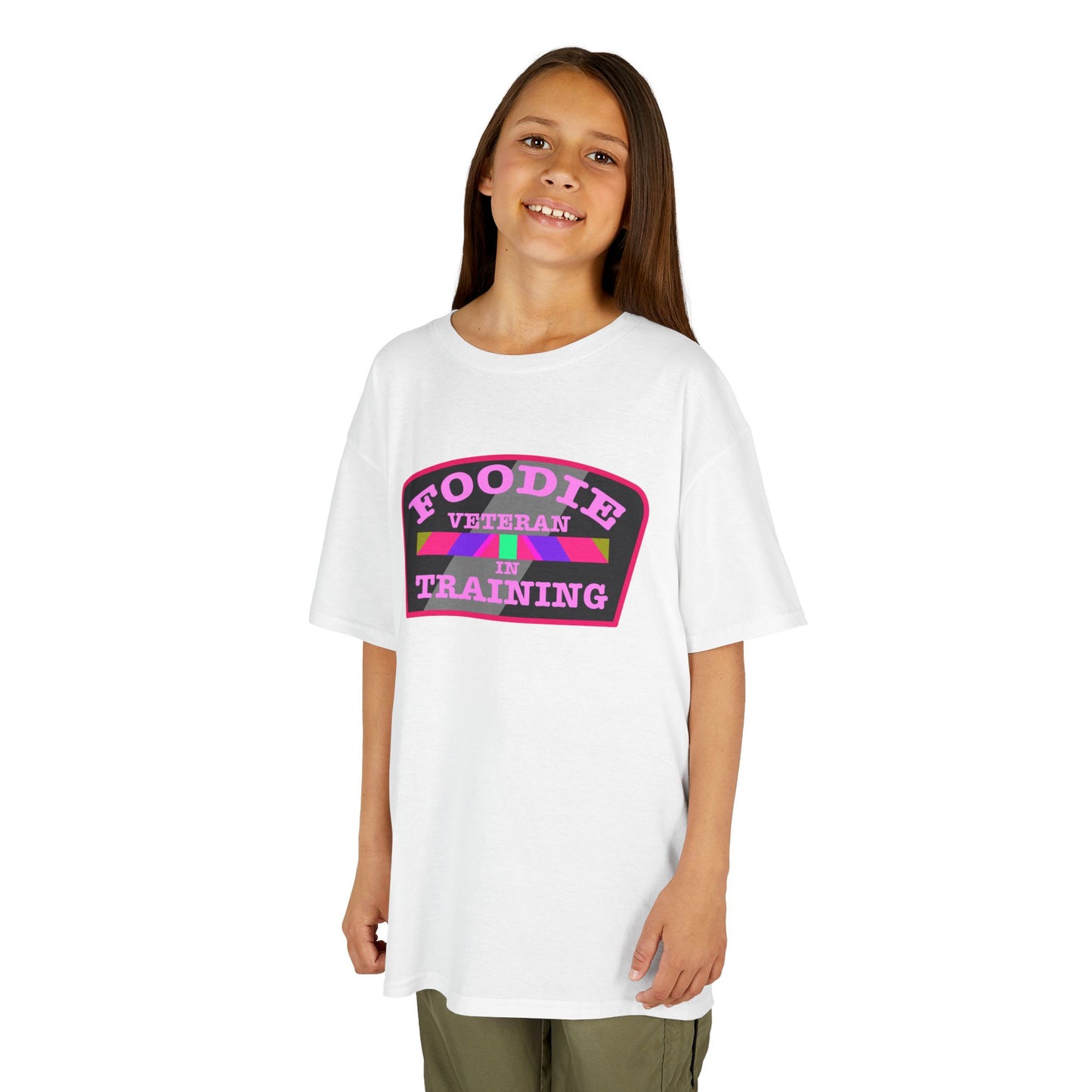 L.O.E.F Foodie Veteran In Training Kids Tee Shirt (Pink)