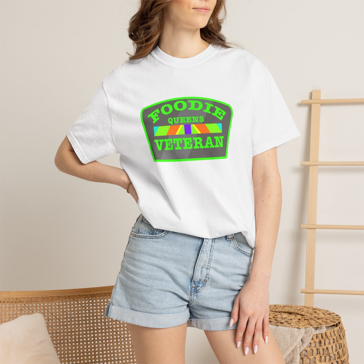 L.O.E.F Foodie Veteran QUEENS Unisex Tee Shirt (Neon Green)