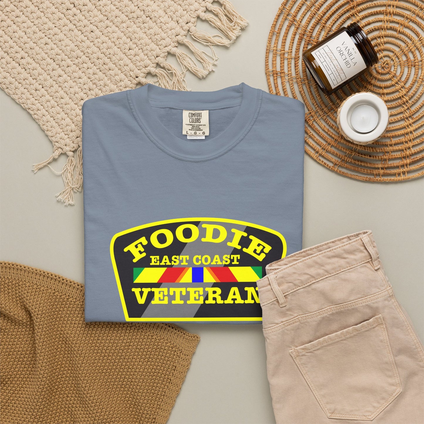 L.O.E.F Foodie Veteran EAST COAST Unisex Tee Shirt (Yellow)