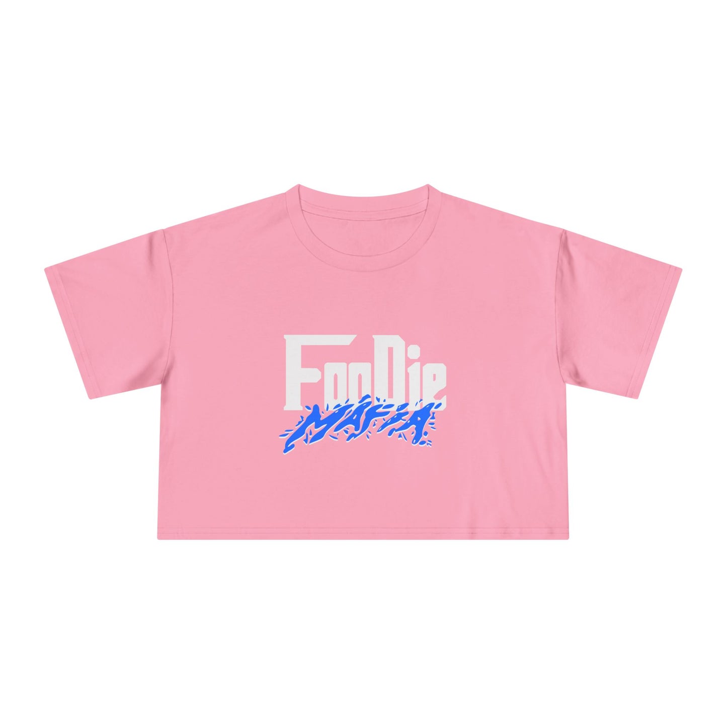 L.O.E.F White Foodie Mafia Women Crop Tee (Cobalt Blue)