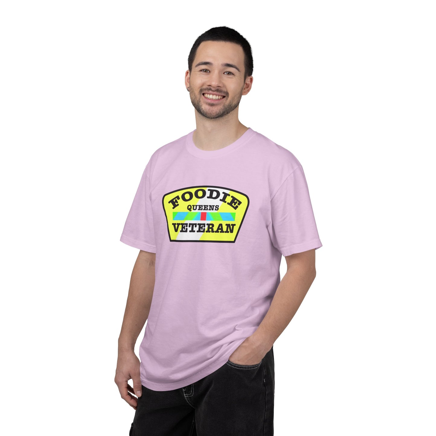 L.O.E.F Foodie Veteran QUEENS Unisex Tee Shirt (Yellow and Black)
