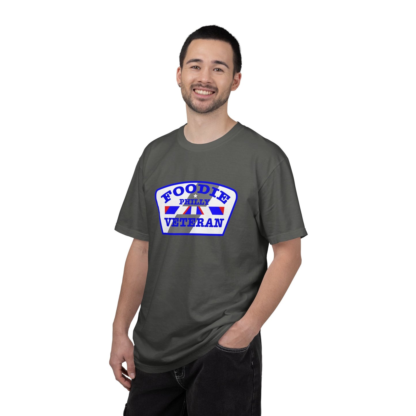 L.O.E.F Foodie Veteran PHILLY Unisex Tee Shirt (Blue)