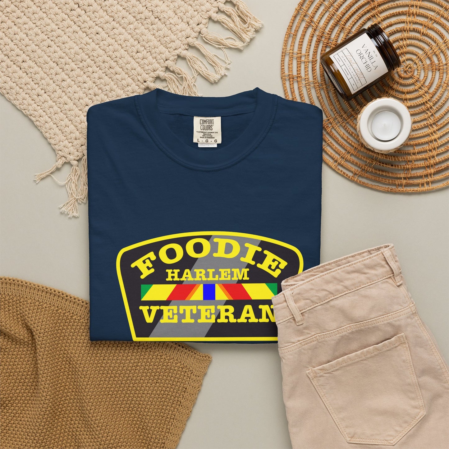 L.O.E.F Foodie Veteran HARLEM Unisex Tee Shirt (Yellow)
