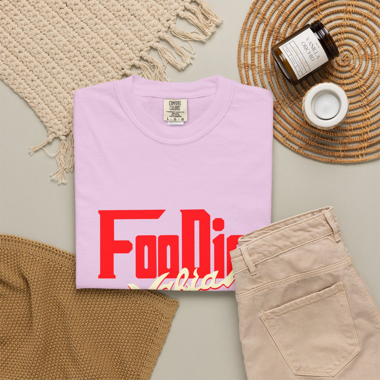 L.O.E.F Red Foodie Mafia Unisex Tee Shirt (Cream)