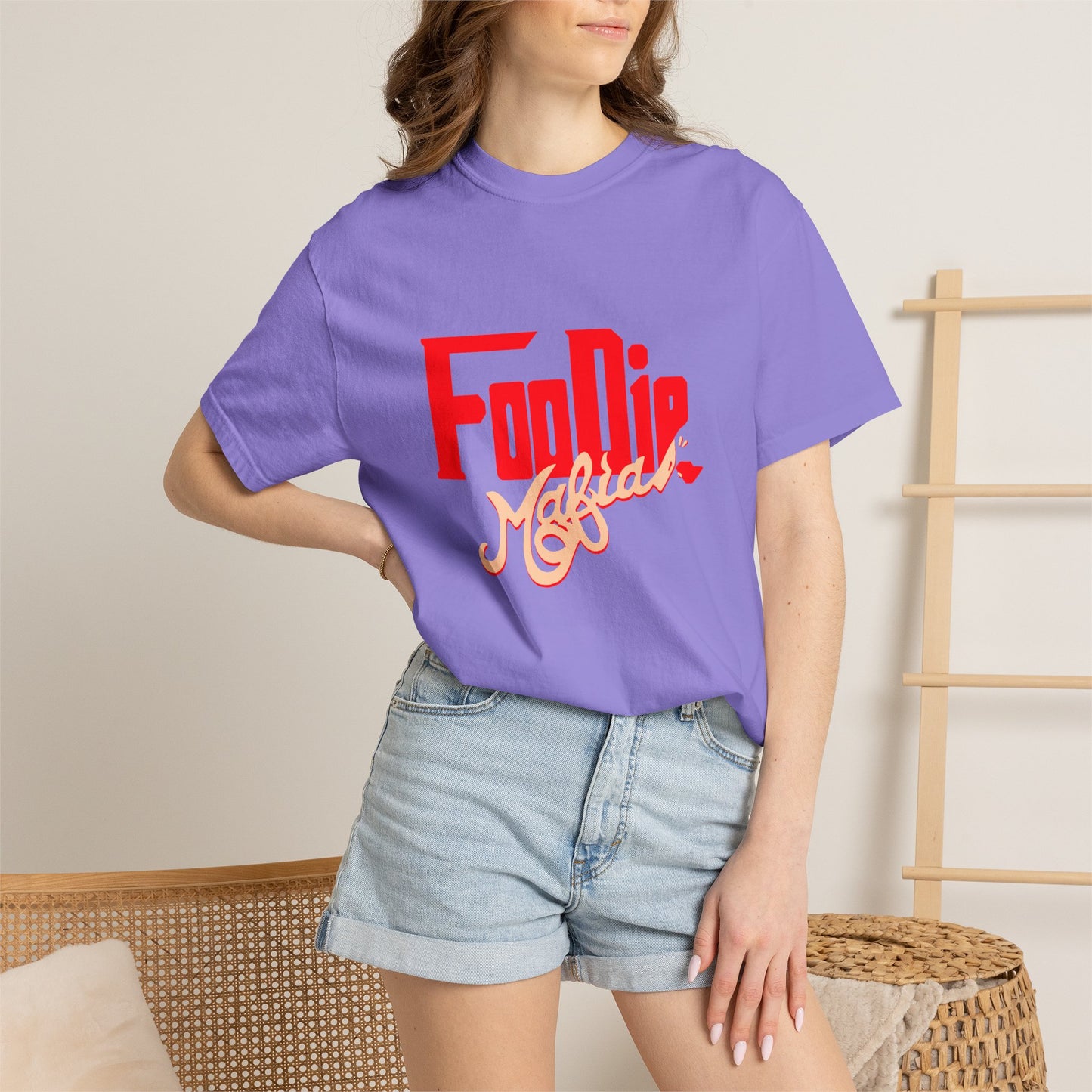 L.O.E.F Red Foodie Mafia Unisex Tee Shirt (Peach)