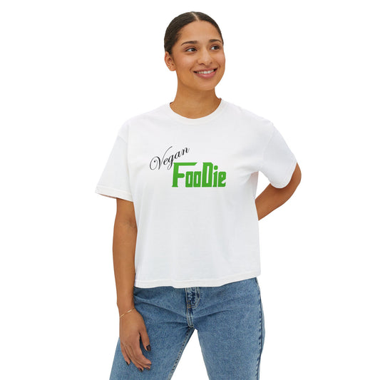 L.O.E.F Women Vegan Foodie Boxy Tee (Kelly Green)