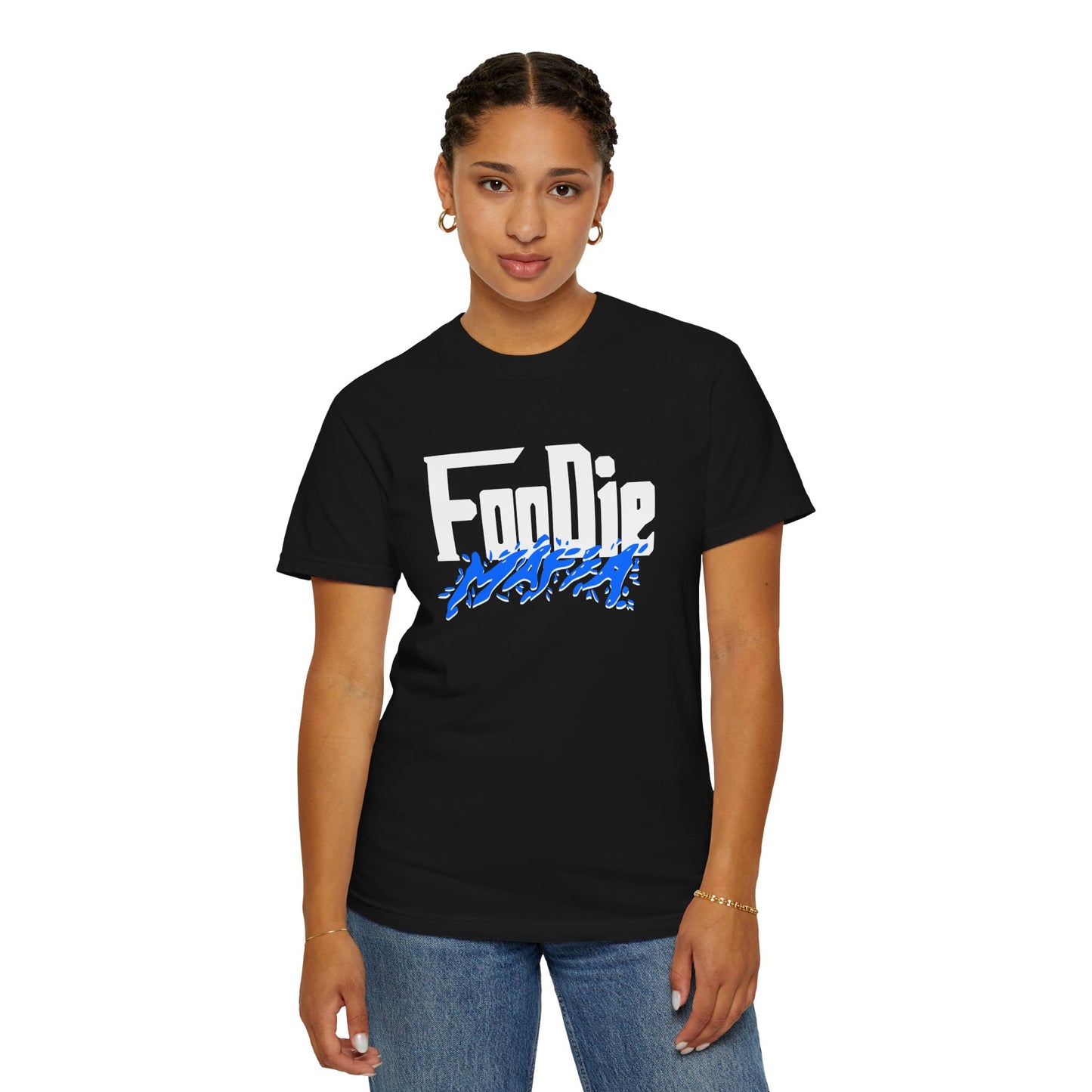 L.O.E.F White Foodie Mafia Unisex Tee Shirt (Blue)
