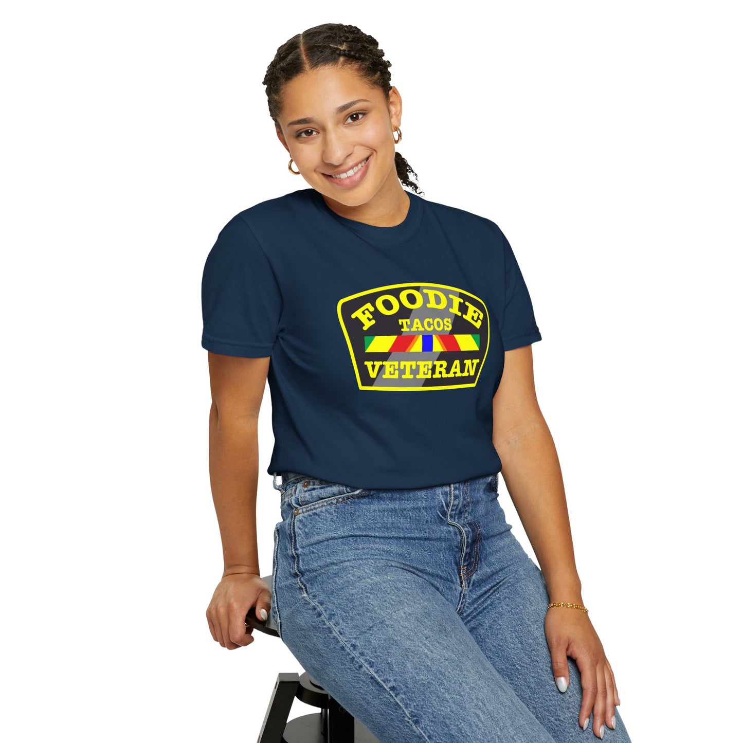 L.O.E.F Foodie Veteran TACOS Unisex Tee Shirt (Yellow)