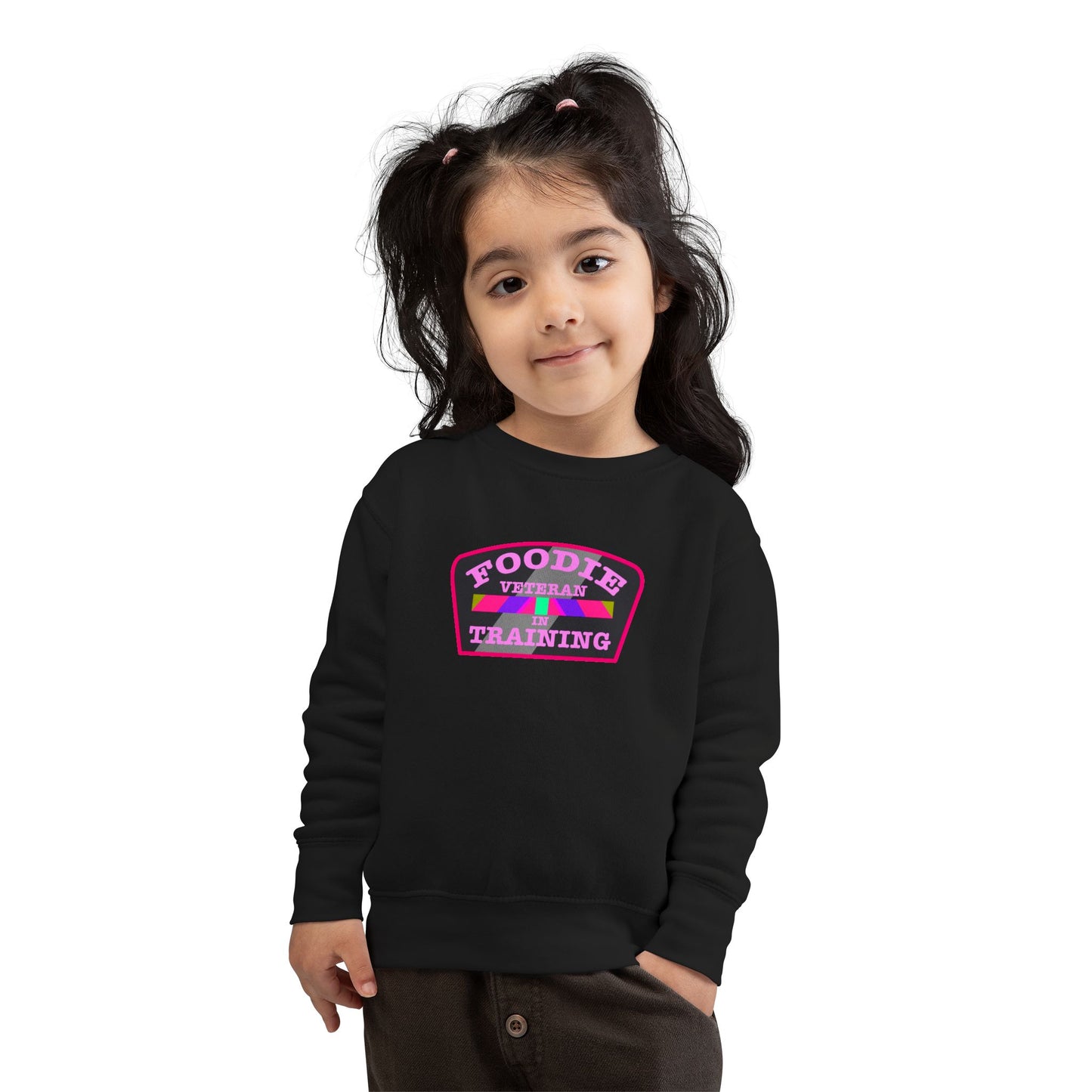 L.O.E.F Foodie Veteran In Training Toddler Sweatshirt (Pink)