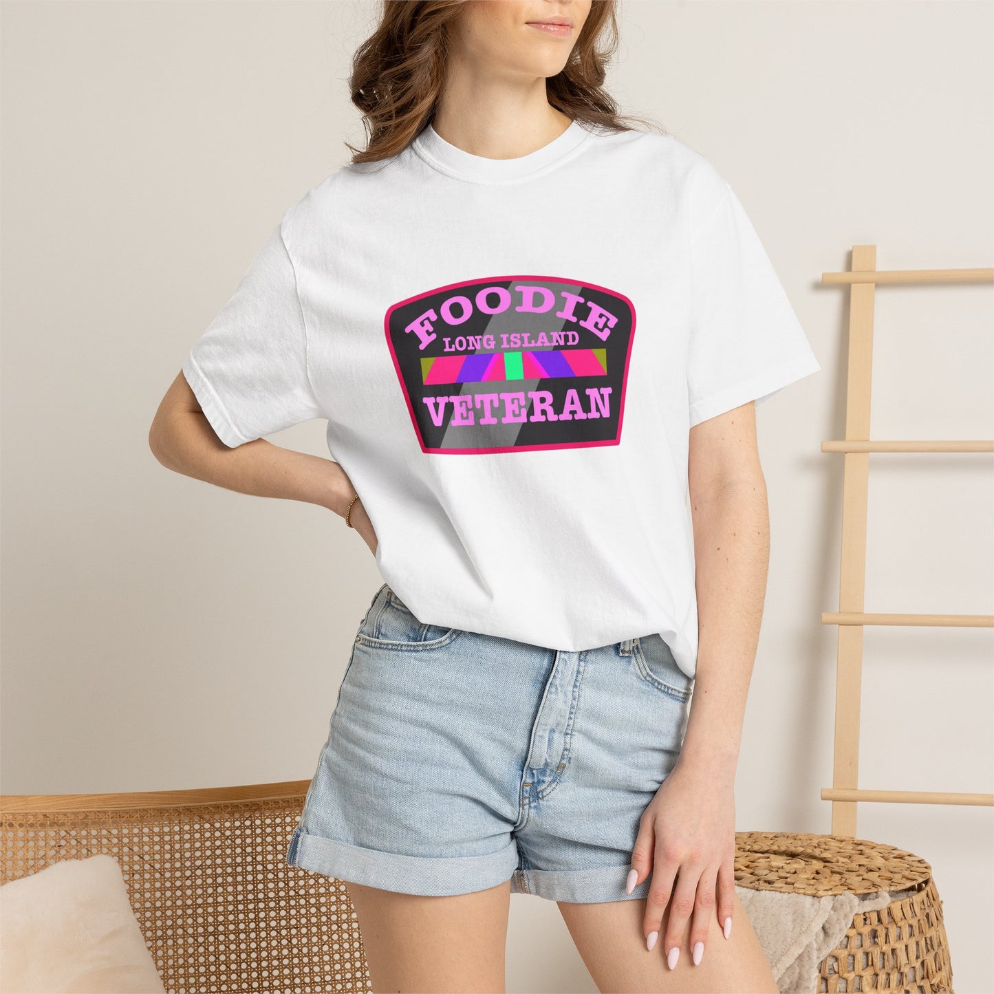 L.O.E.F Foodie Veteran Long Island Unisex Tee Shirt (Pink)