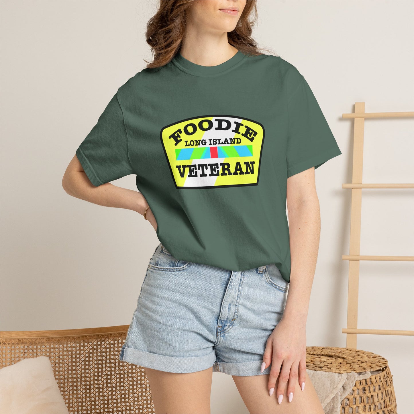 L.O.E.F Foodie Veteran Long Island Unisex Tee Shirt (Black and Yellow)