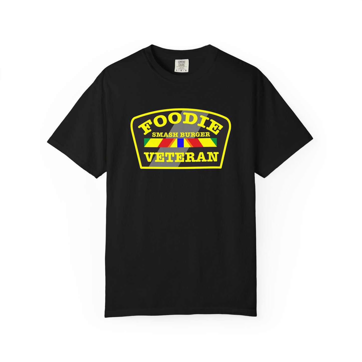 L.O.E.F Foodie Veteran SMASH BURGER Unisex Tee Shirt (Yellow)