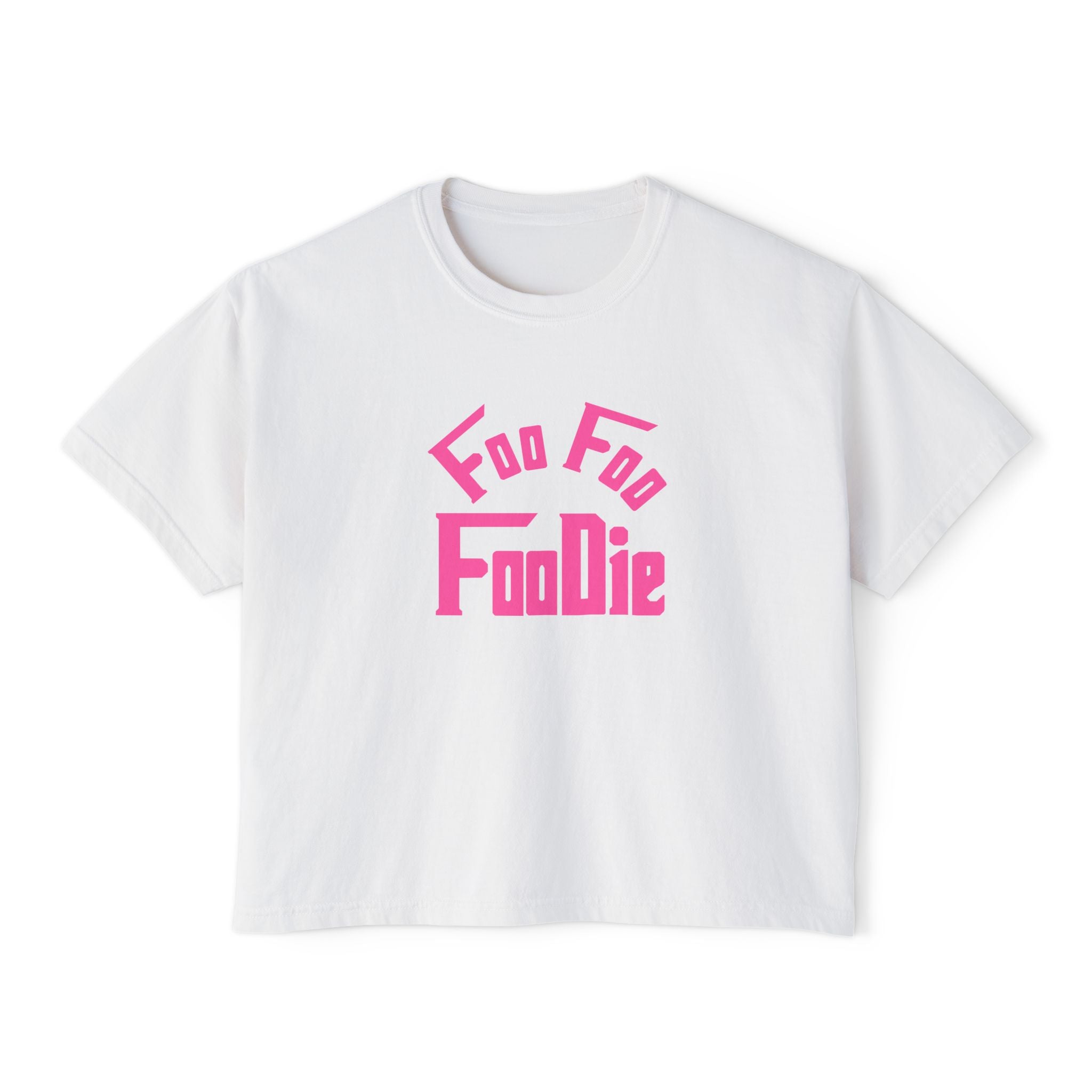 L.O.E.F FOO FOO FOODIE Women Boxy Tee(Hot Pink)