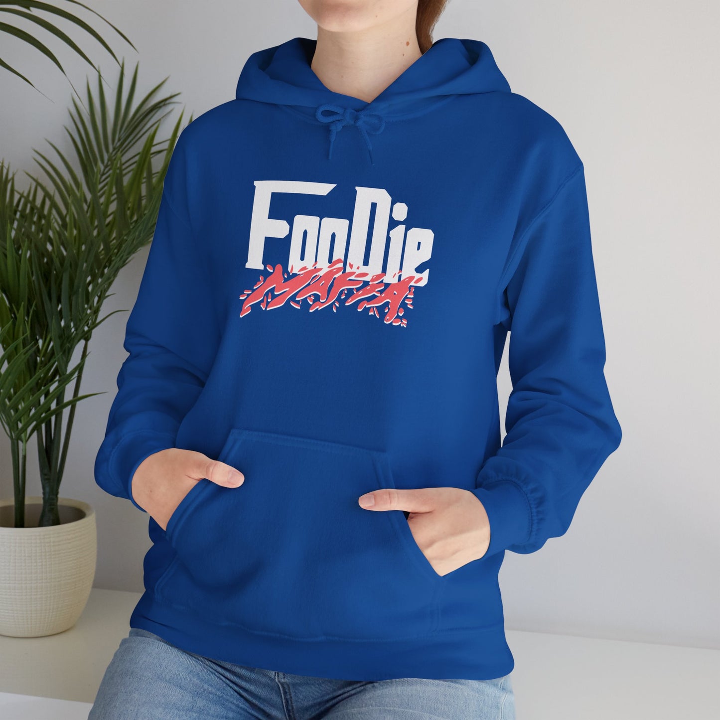 L.O.E.F White Foodie Mafia Unisex Hooded Sweatshirt (Soft Red)