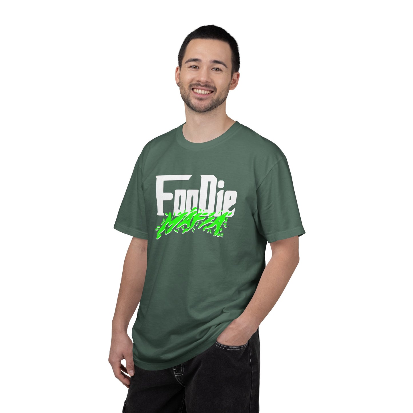 L.O.E.F White Foodie Mafia Unisex Tee Shirt (Neon Green)