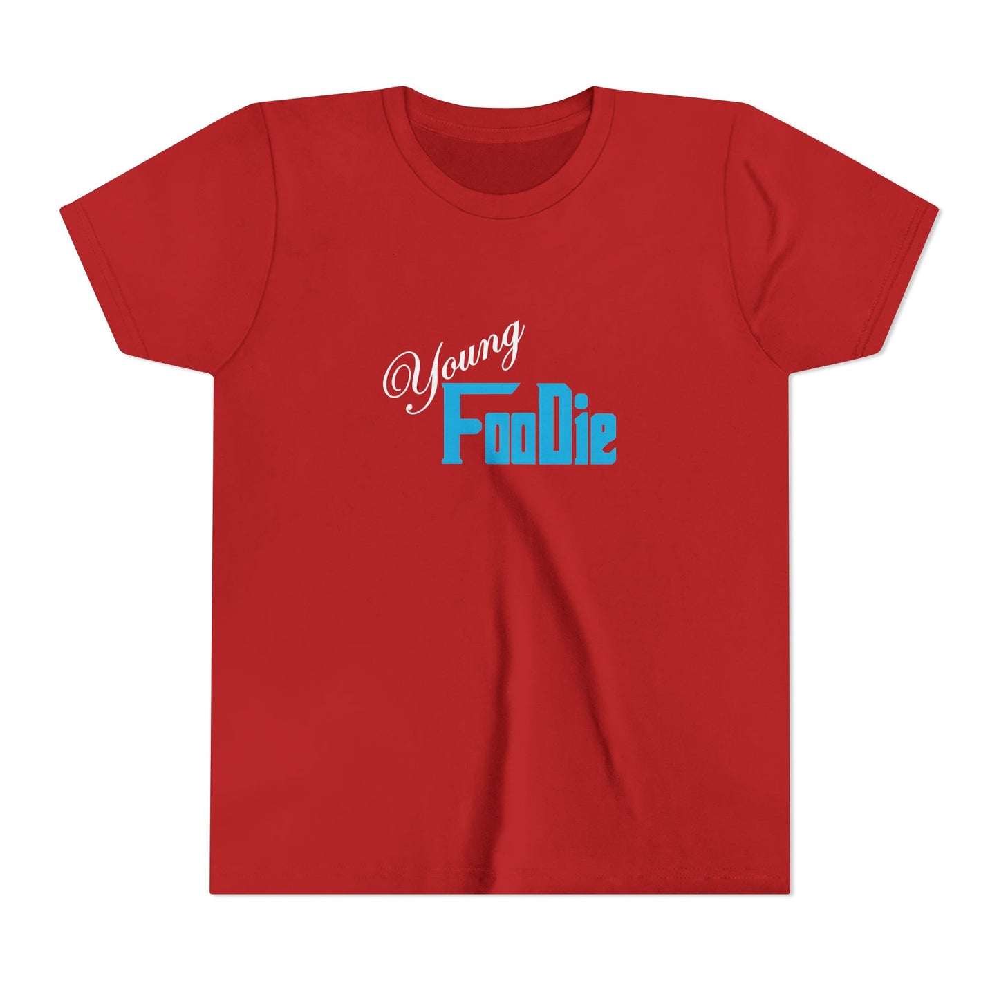 L.O.E.F White Young Foodie Youth Short Sleeve Tee (Neon Blue)