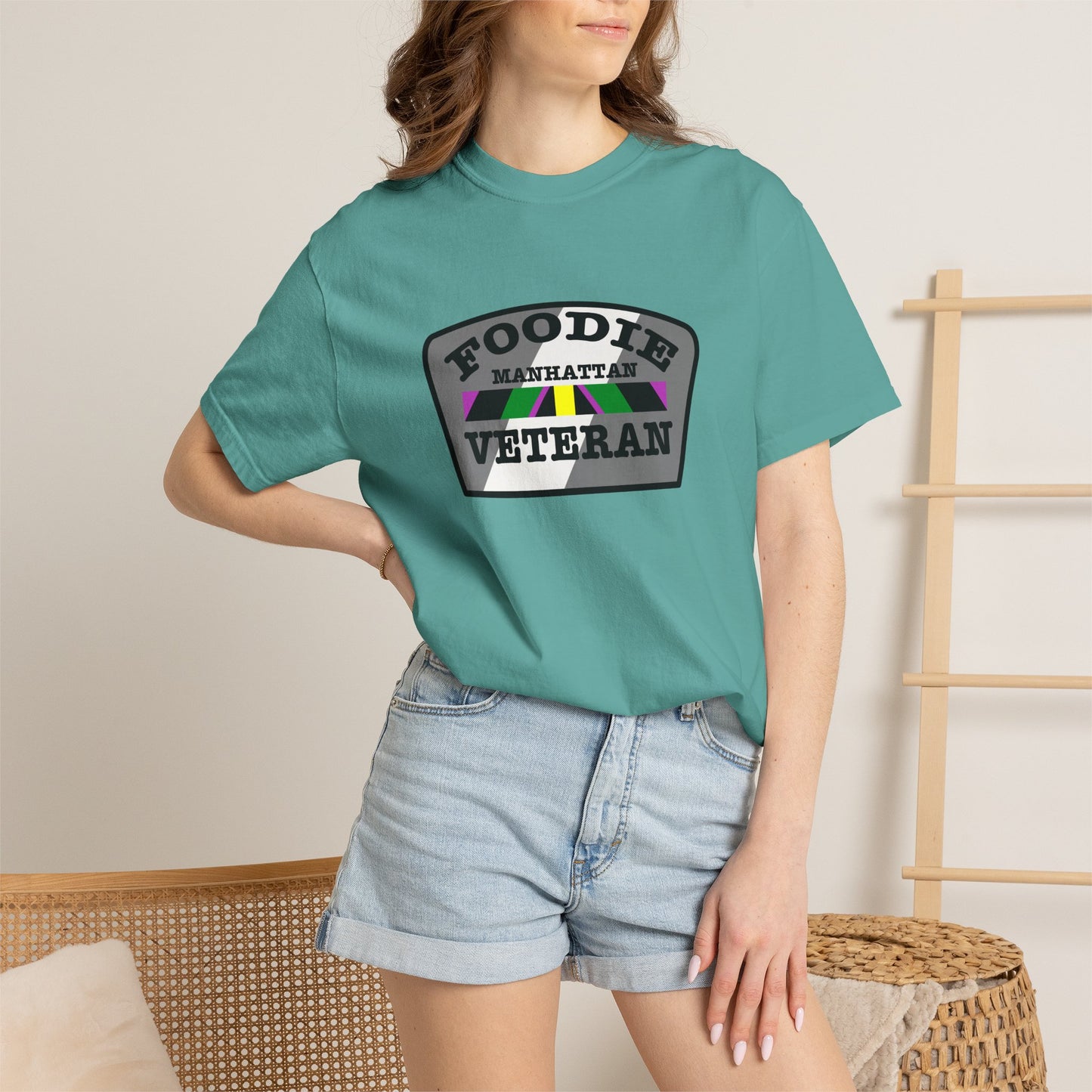 L.O.E.F Foodie Veteran Manhattan Unisex Tee Shirt (Gray)