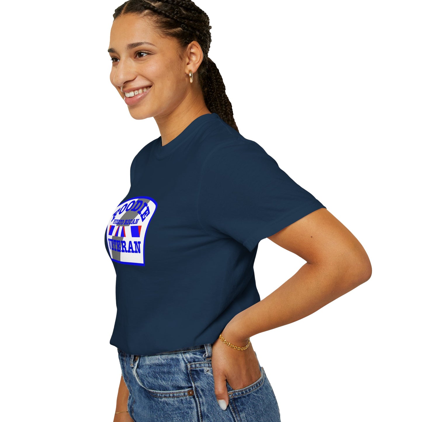 L.O.E.F Foodie Veteran Puerto Rican Unisex Tee Shirt (Blue)
