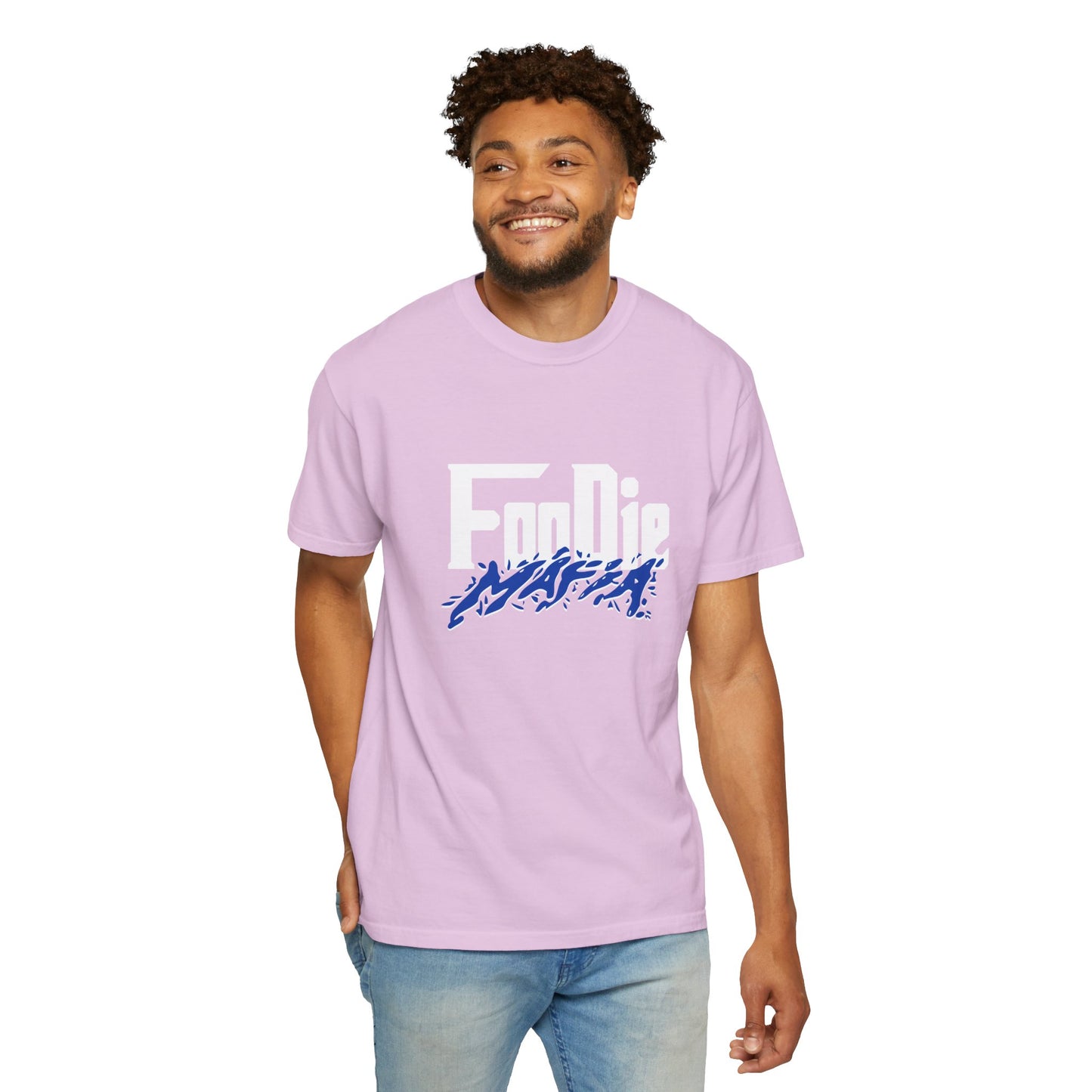 L.O.E.F White Foodie Mafia Unisex Tee shirt (Cobalt Blue)