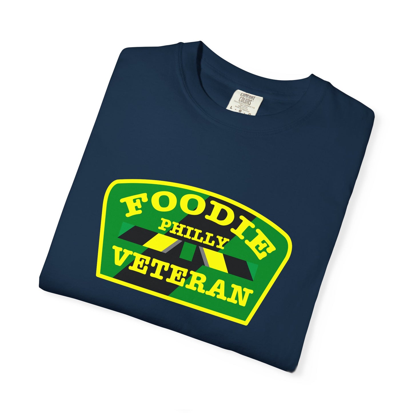 L.O.E.F Foodie Veteran PHILLY Unisex Tee Shirt (Yellow and Green)