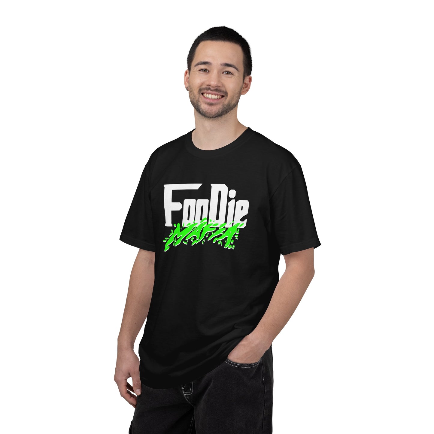 L.O.E.F White Foodie Mafia Unisex Tee Shirt (Neon Green)